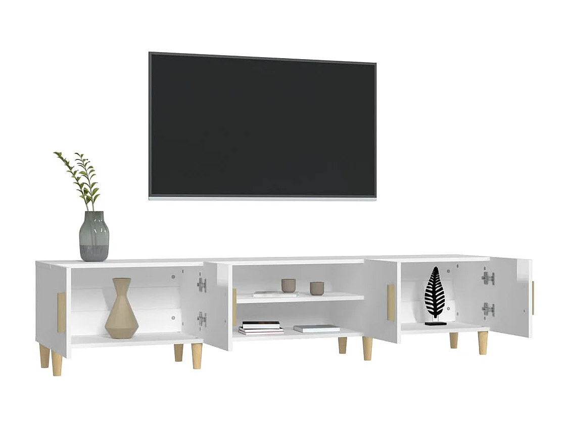 Tv-meubel 180x31,5x40 cm bewerkt hout hoogglans wit