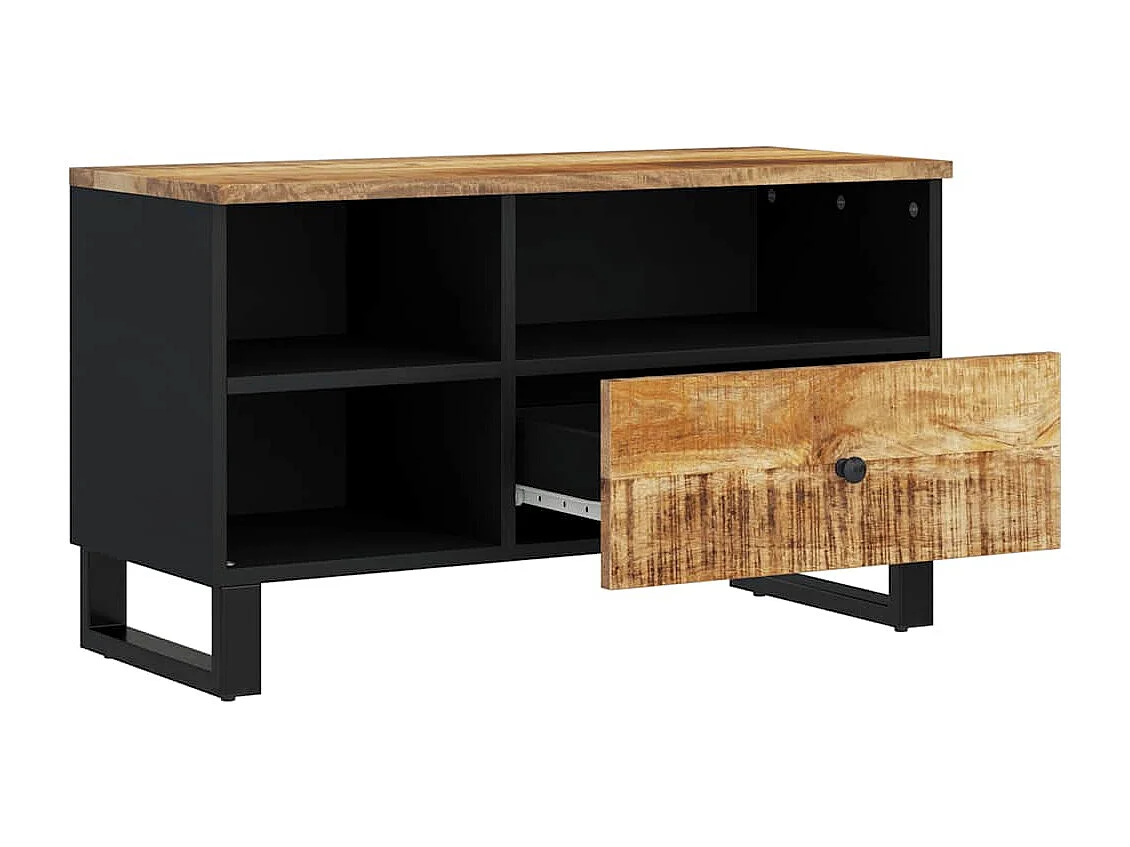 Mobile TV 80x33x46cm Legno Massello Mango e Legno Multistrato