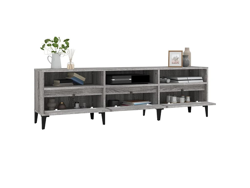 Meuble TV sonoma gris 150x30x44,5 cm bois d'ingénierie
