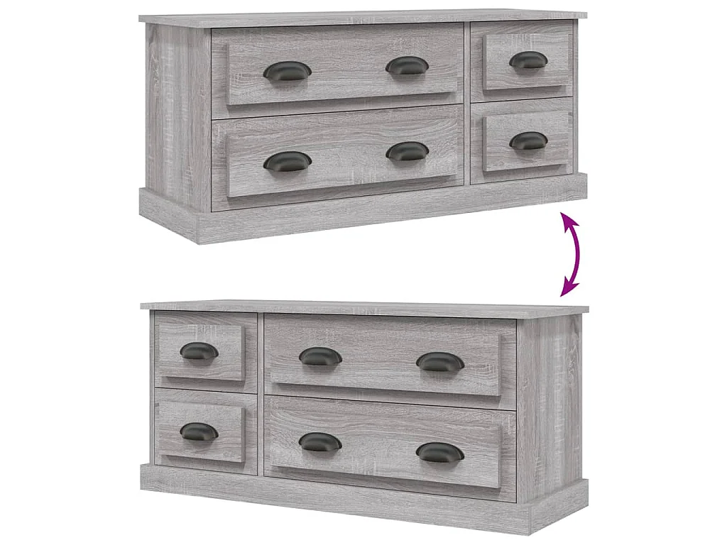 Meuble TV sonoma gris 100x35,5x45 cm bois d'ingénierie