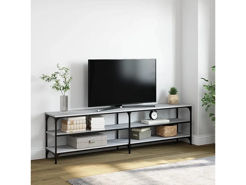 TV-Schrank Grau Sonoma 180x30x50 cm Holzwerkstoff und Metall