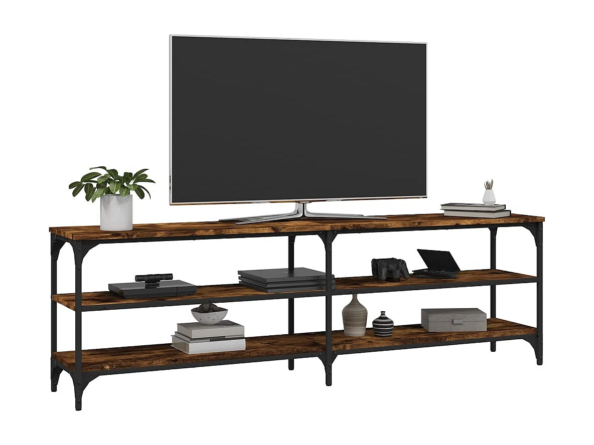 Meuble TV chêne fumé 160x30x50 cm bois d'ingénierie