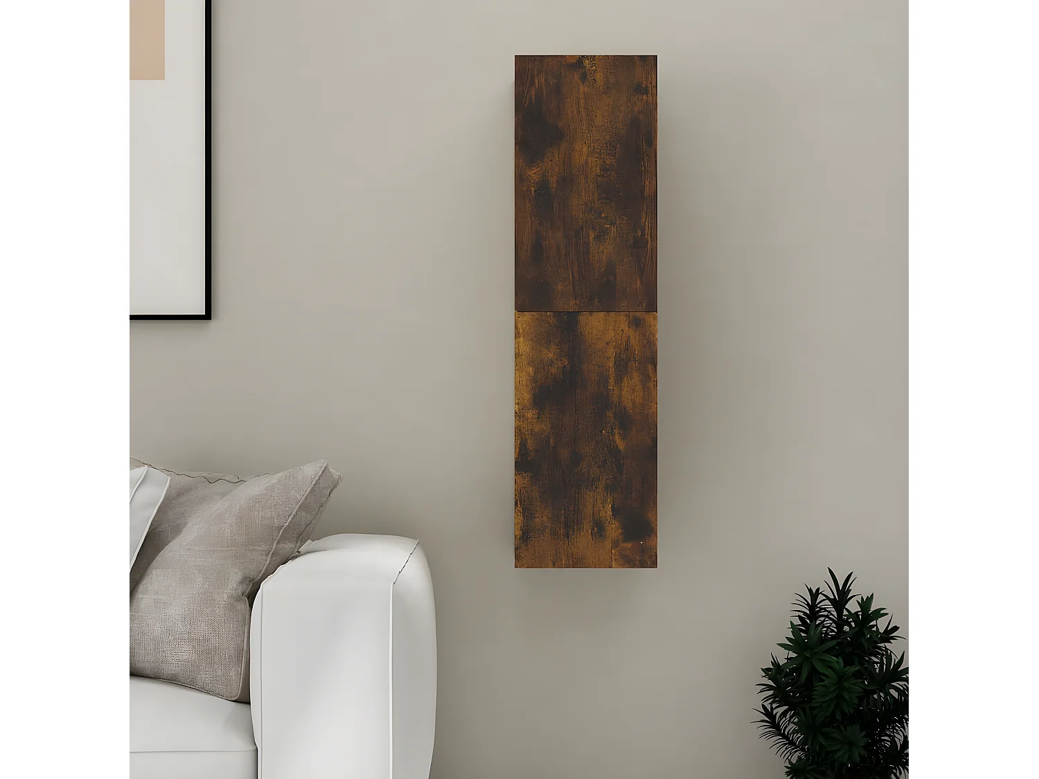 Meuble TV mural Chêne fumé 30,5x30x110 cm