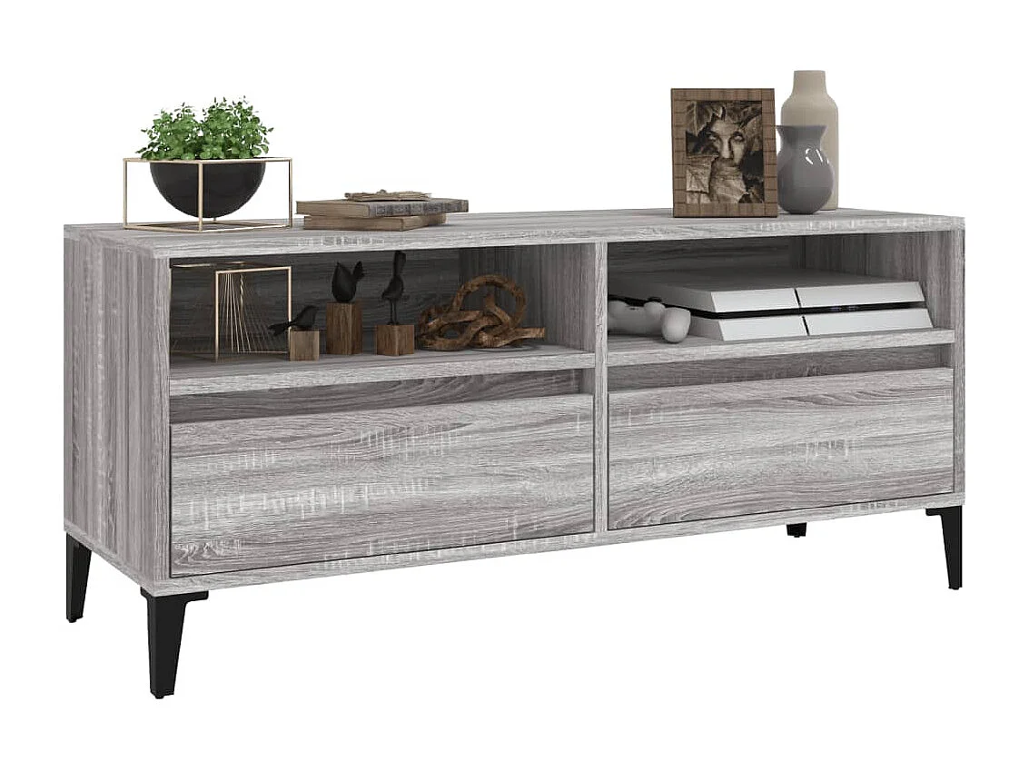 Mobile Porta TV Grigio Sonoma 100x34,5x44,5cm Legno Multistrato
