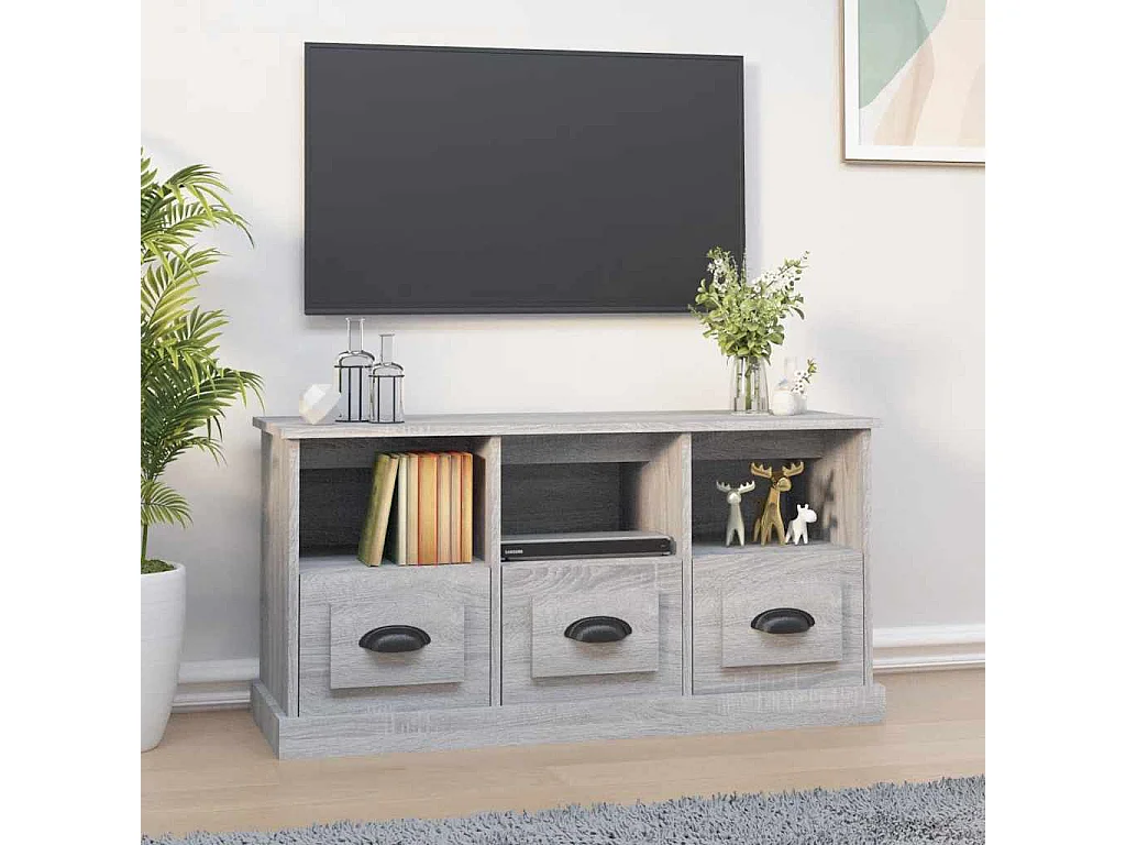 Tv-meubel 100x35x50 cm bewerkt hout grijs sonoma eikenkleurig