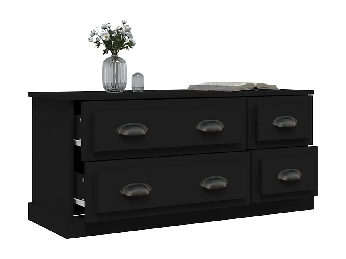 Mueble para TV madera contrachapada negro 100x35,5x45 cm