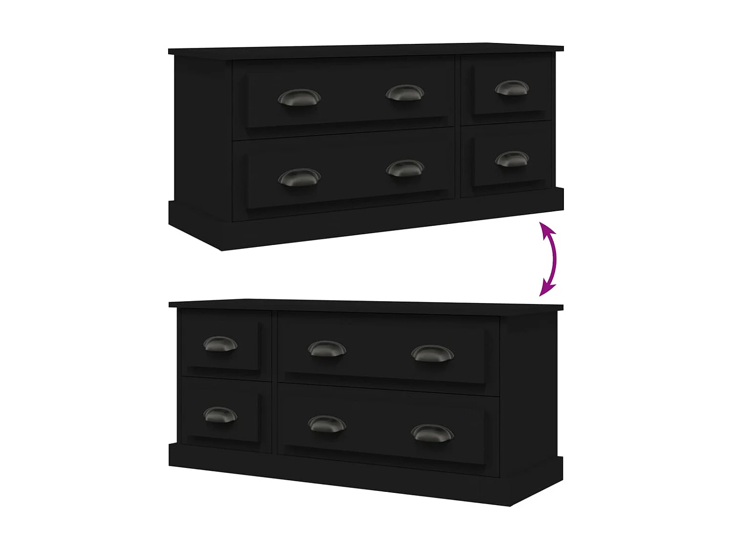 Mueble para TV madera contrachapada negro 100x35,5x45 cm