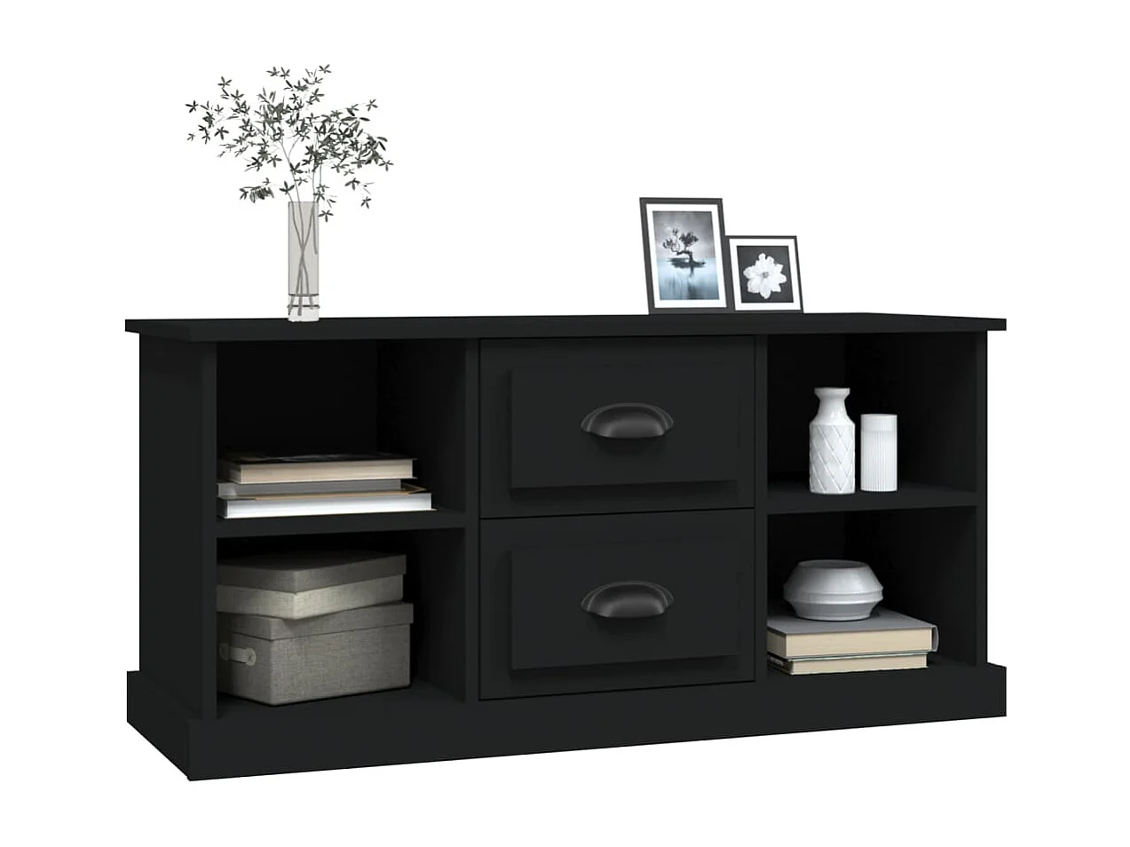 Mobile Porta TV Nero 99,5x35,5x48 cm in Legno Multistrato