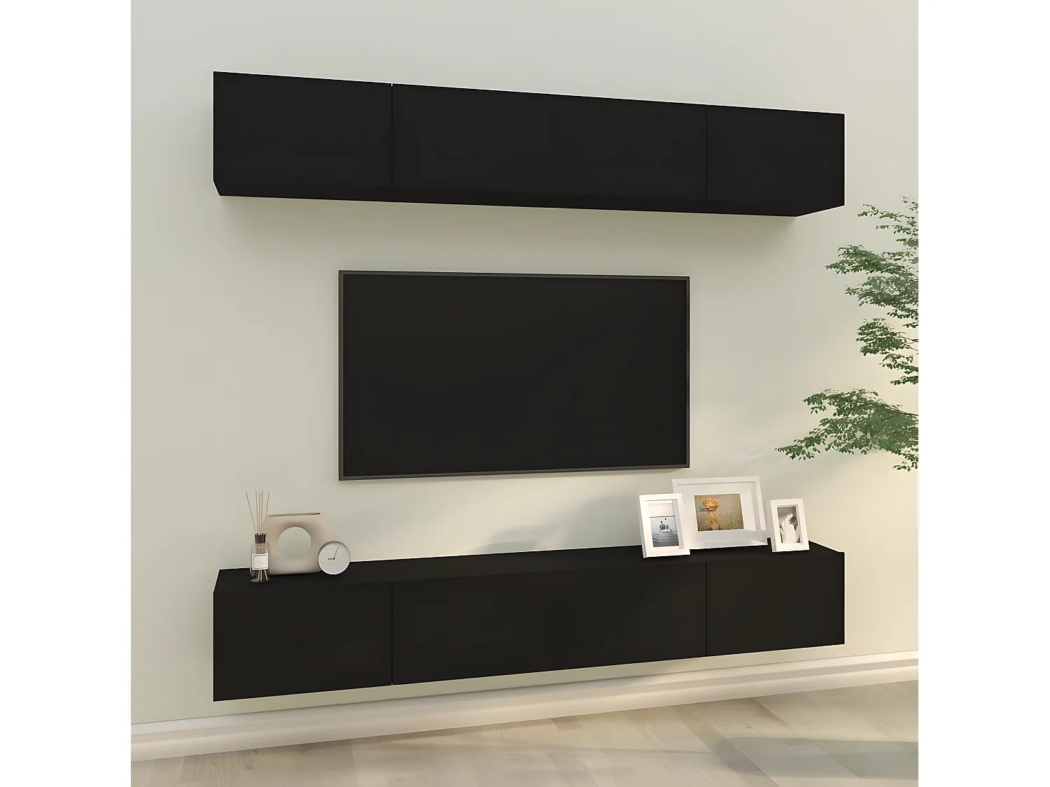 Meubles TV muraux 4 pcs Noir 100x30x30 cm