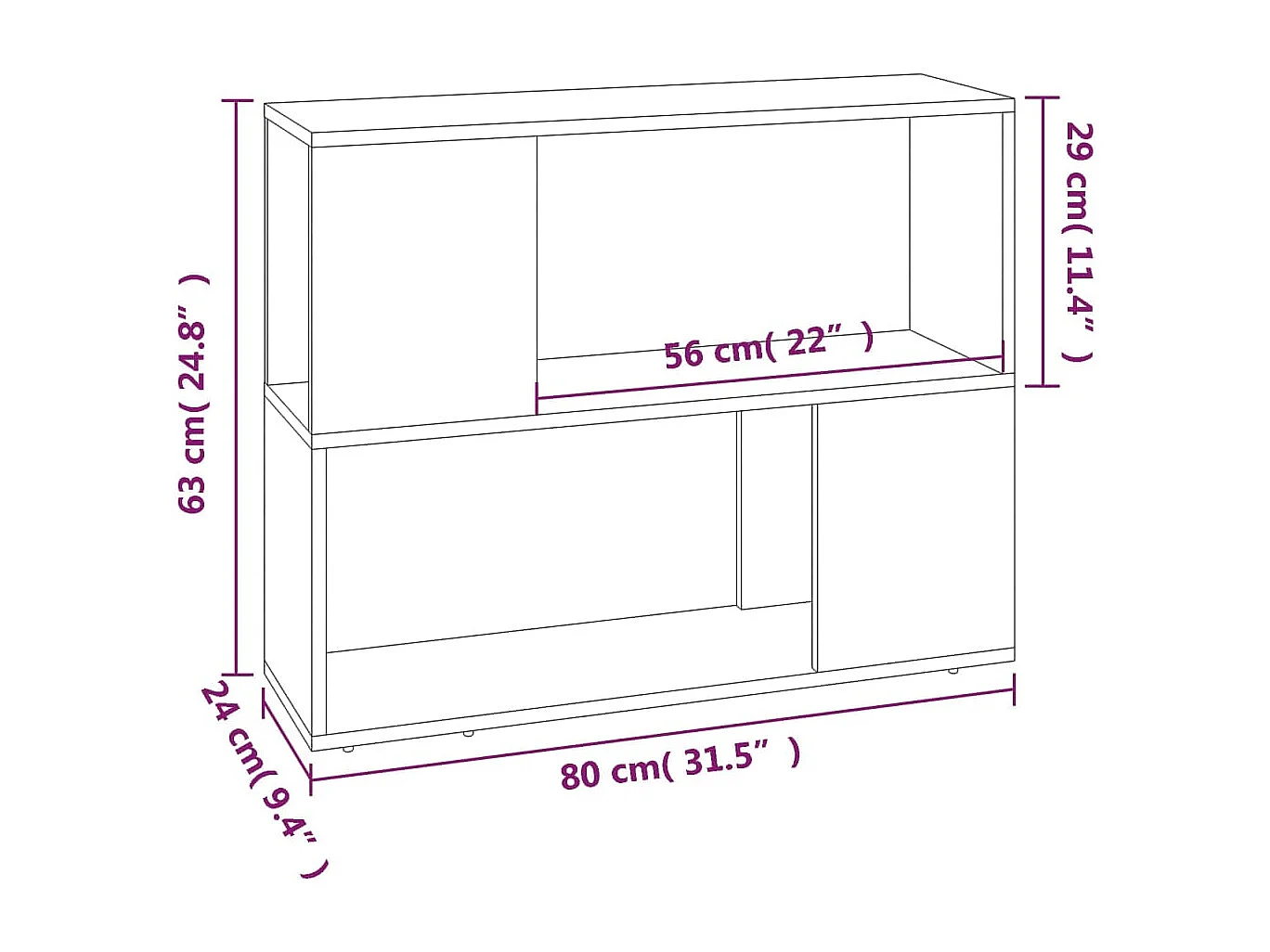 Libreria/Divisorio Rovere Marrone 80x24x63 cm