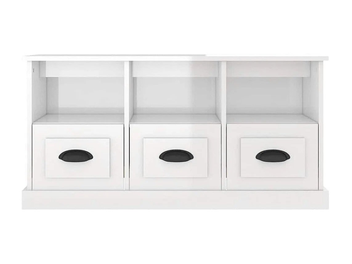 Mobile Porta TV Bianco Lucido 100x35x50 cm in Legno Multistrato