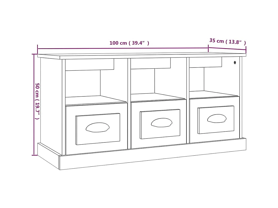 TV-Schrank Schwarz 100x35x50 cm Holzwerkstoff