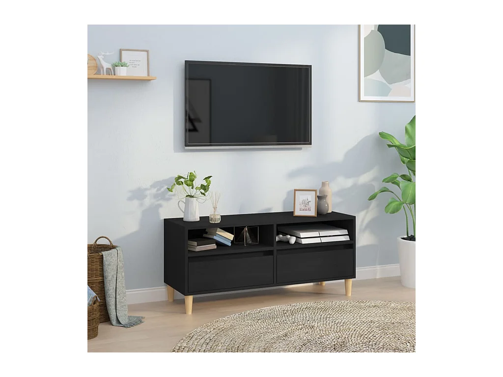 Mobile Porta TV Nero 100x34,5x44,5 cm in Legno Multistrato