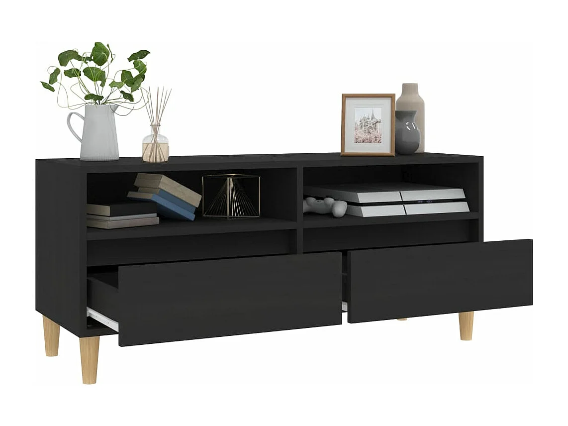 Meuble TV noir 100x34,5x44,5 cm bois d'ingénierie