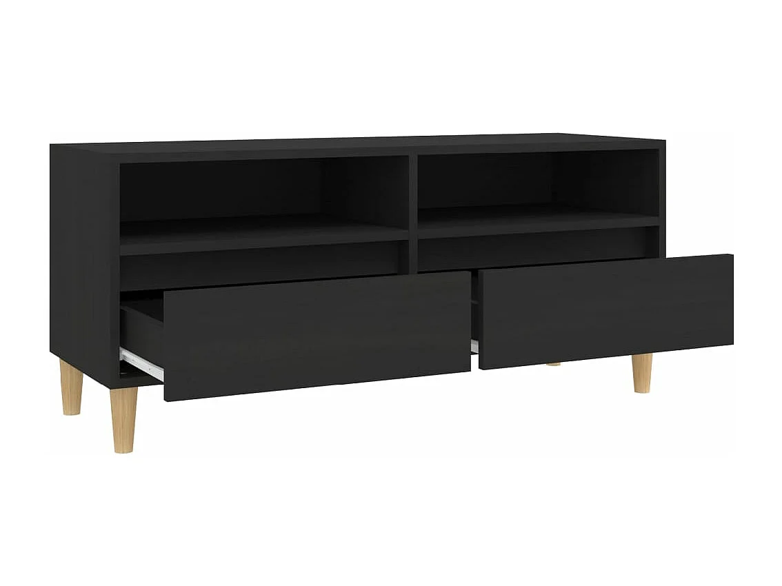 Meuble TV noir 100x34,5x44,5 cm bois d'ingénierie