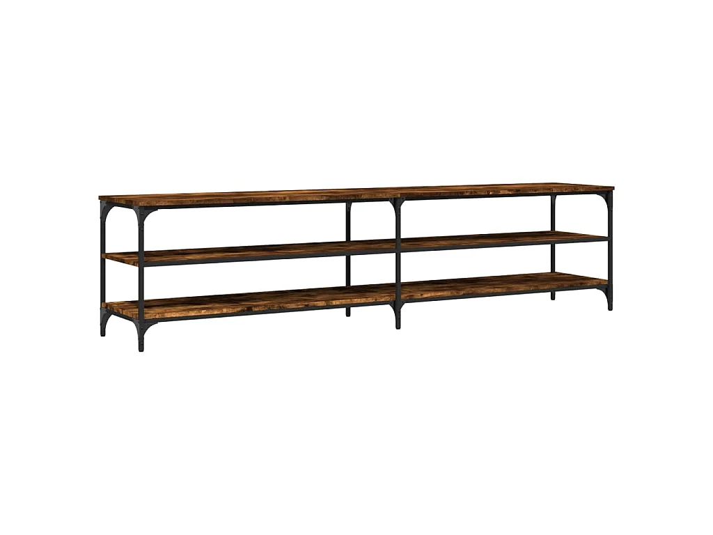 Meuble TV chêne fumé 200x30x50 cm bois d'ingénierie et métal