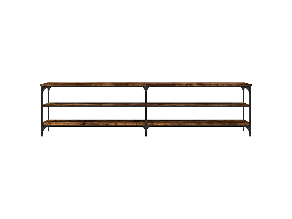 Meuble TV chêne fumé 200x30x50 cm bois d'ingénierie et métal