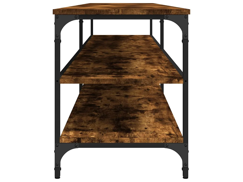 Meuble TV chêne fumé 200x30x50 cm bois d'ingénierie et métal