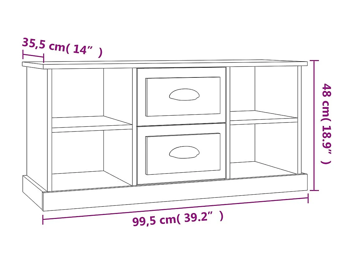 Tv-meubel 99,5x35,5x48 cm bewerkt hout sonoma eikenkleurig