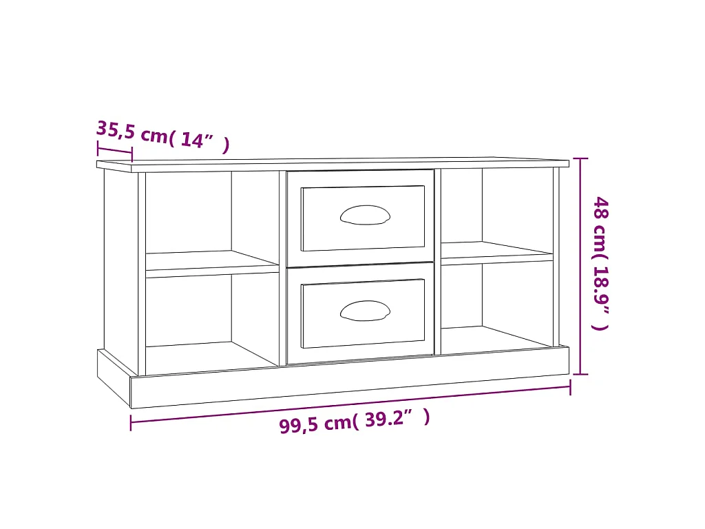 Tv-meubel 99,5x35,5x48 cm bewerkt hout sonoma eikenkleurig