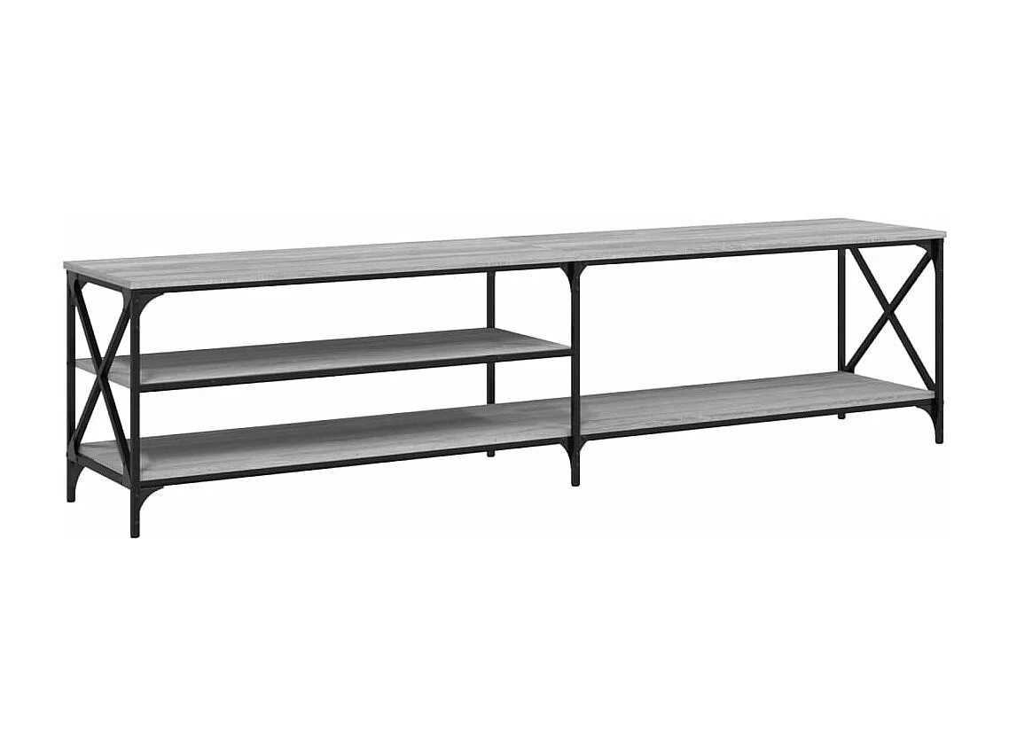 Mueble TV metal y madera contrachapada gris Sonoma 200x40x50 cm