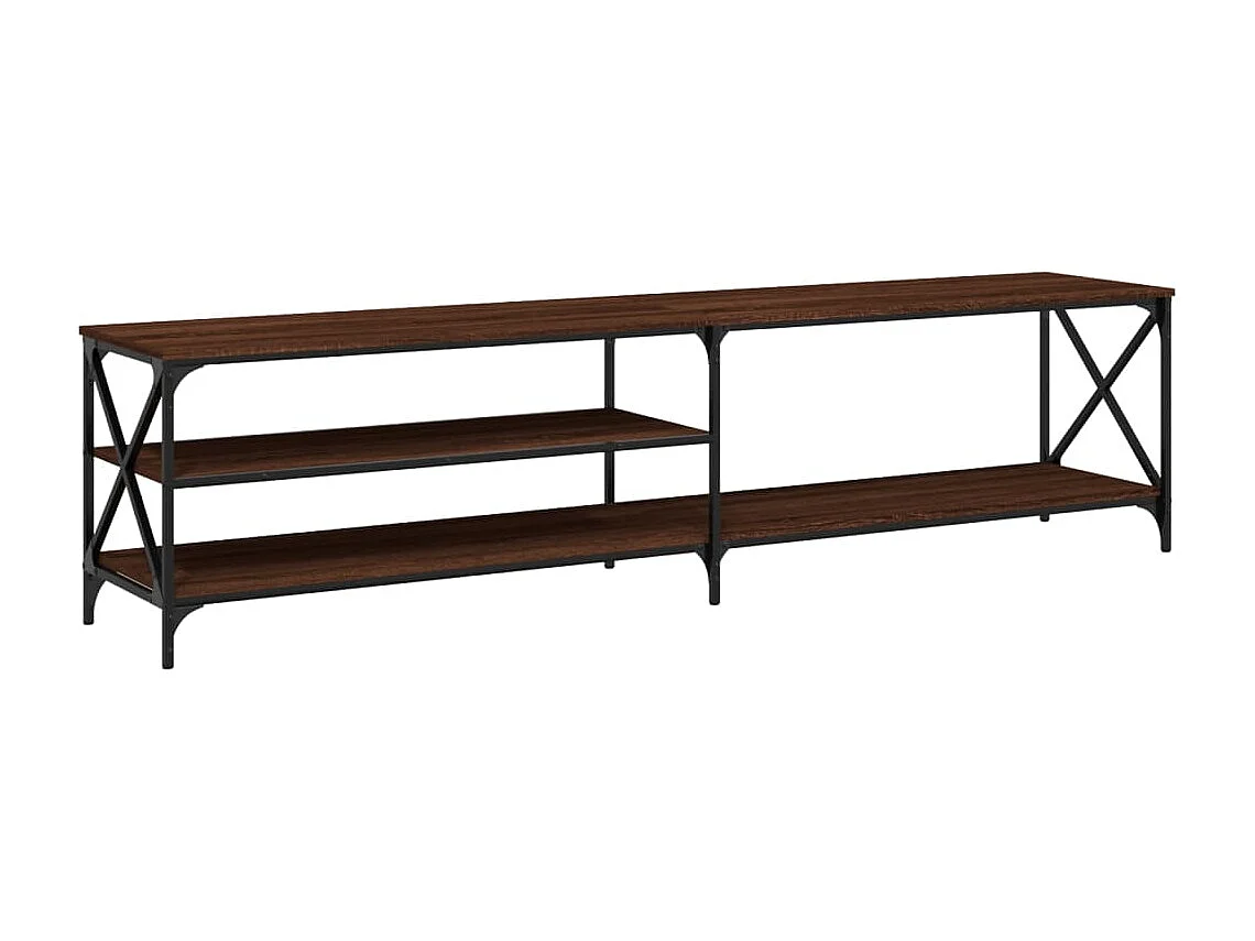 Mobile TV Rovere Marrone 200x40x50cm Legno Multistrato Metallo