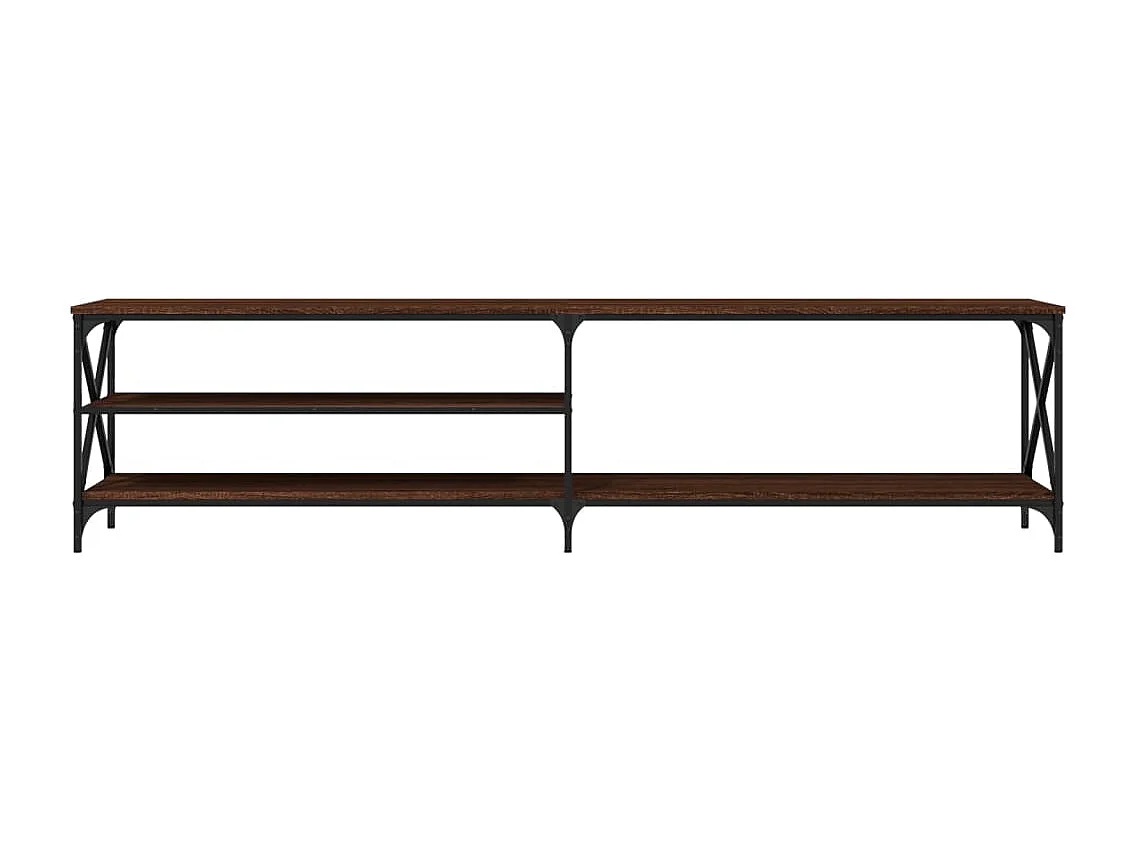 Mobile TV Rovere Marrone 200x40x50cm Legno Multistrato Metallo