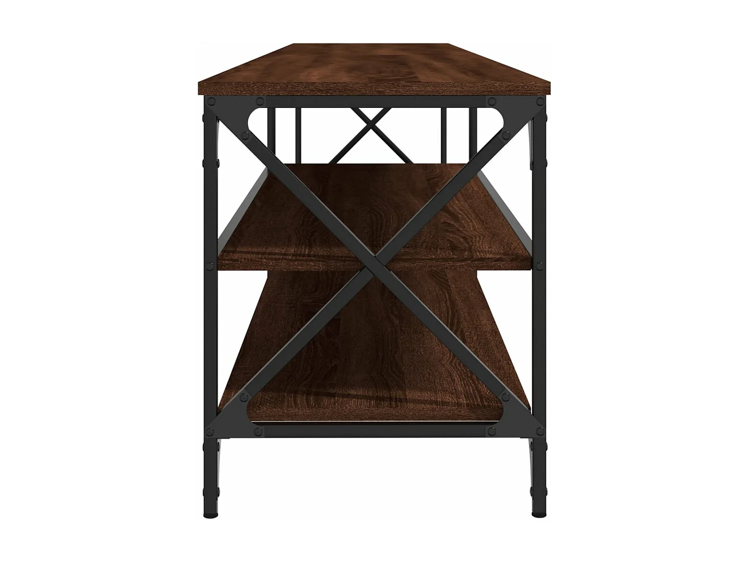 Mobile TV Rovere Marrone 200x40x50cm Legno Multistrato Metallo