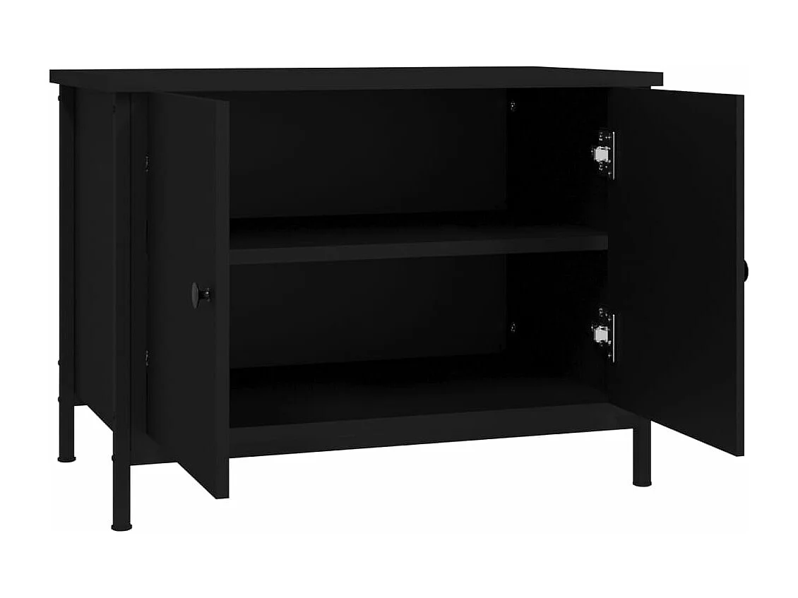Meuble TV avec portes noir 60x35x45 cm bois d'ingénierie