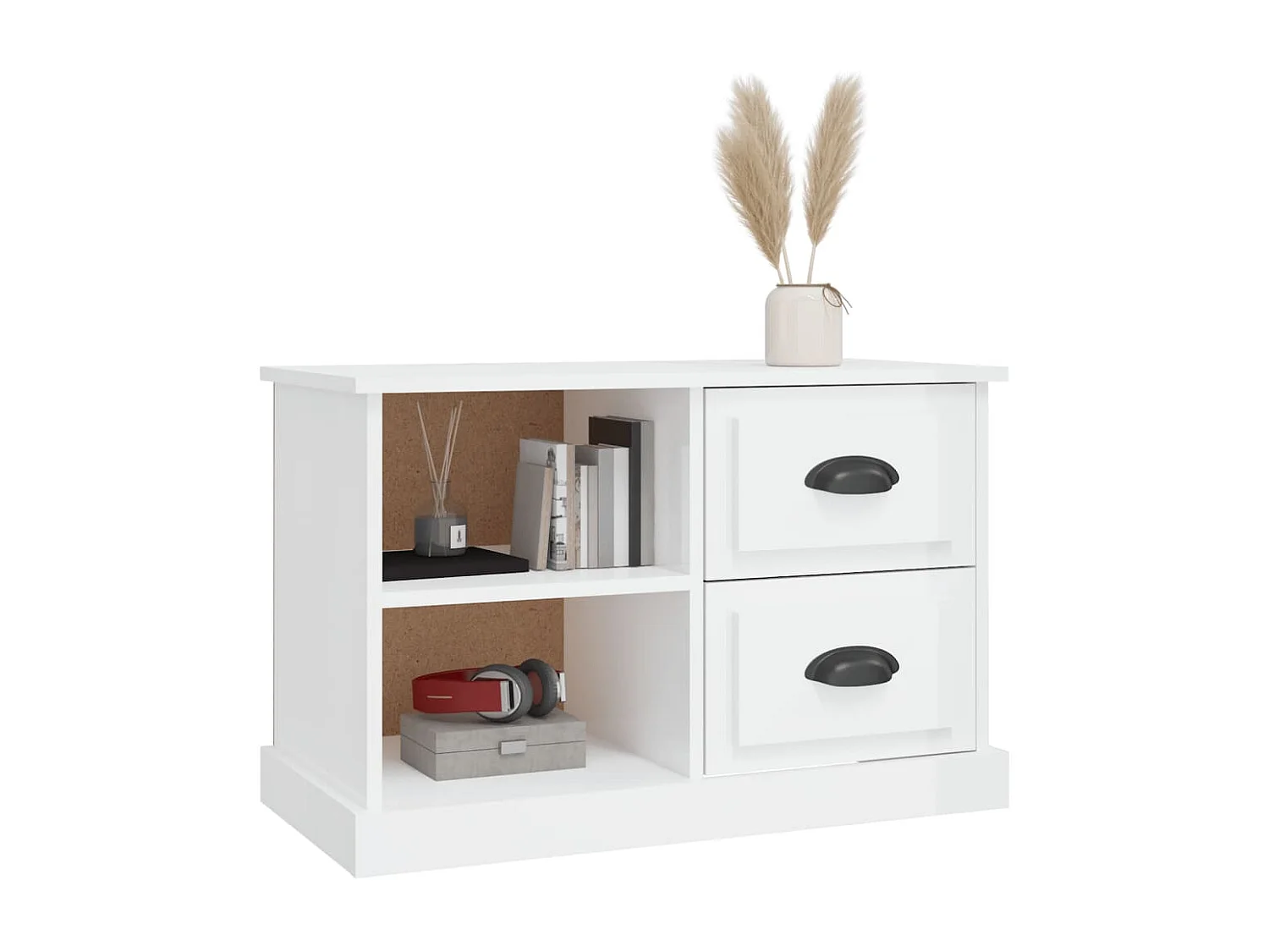 Tv-meubel 73x35,5x47,5 cm bewerkt hout hoogglans wit