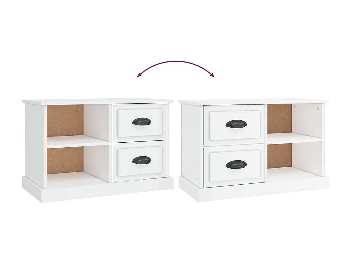 Tv-meubel 73x35,5x47,5 cm bewerkt hout hoogglans wit