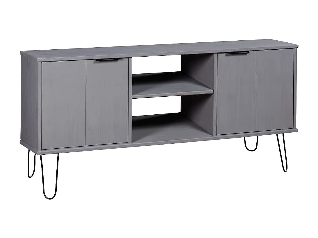 TV-Schrank New York Grau Massivholz Kiefer