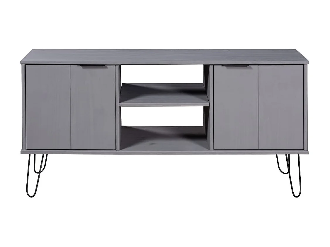 TV-Schrank New York Grau Massivholz Kiefer