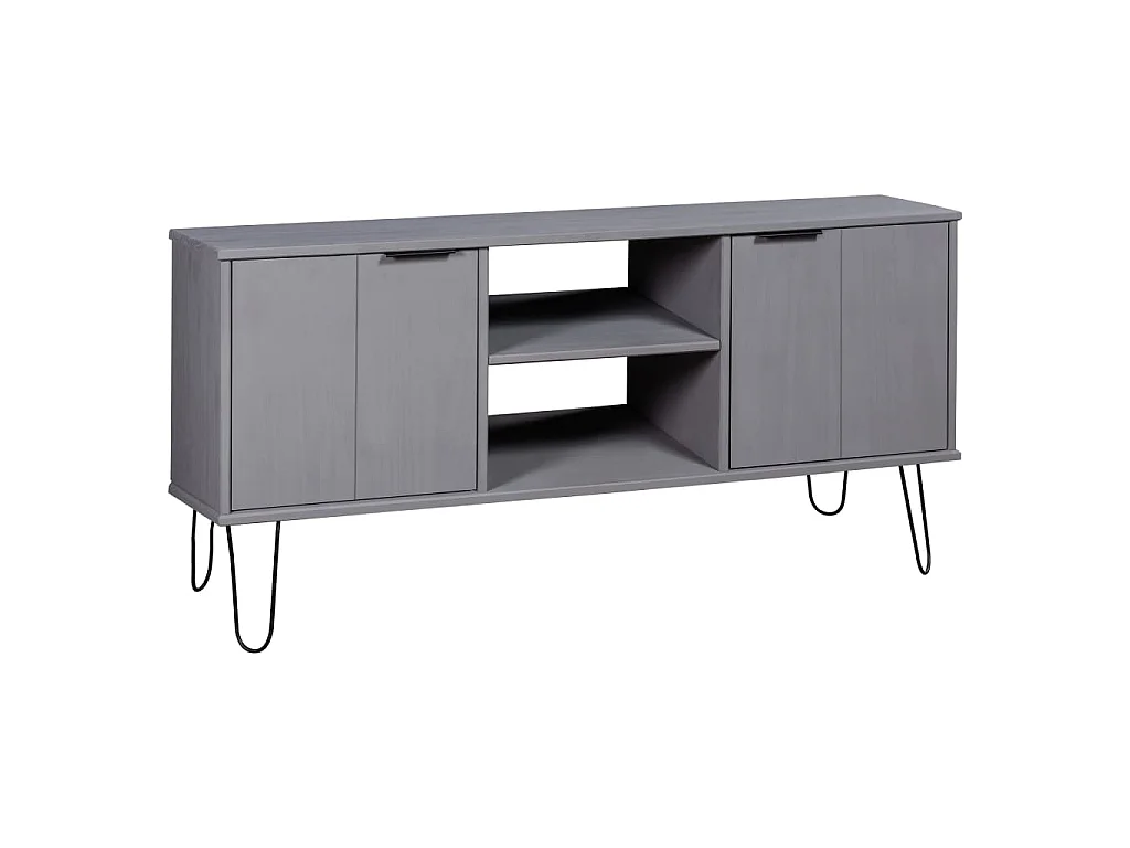 TV-Schrank New York Grau Massivholz Kiefer