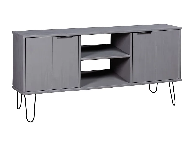 Meuble TV New York Gris Bois de pin massif