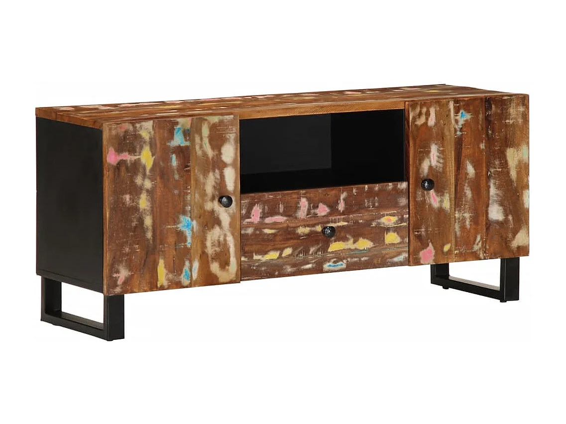 Mueble TV madera reciclada y madera contrachapada 105x33,5x46cm