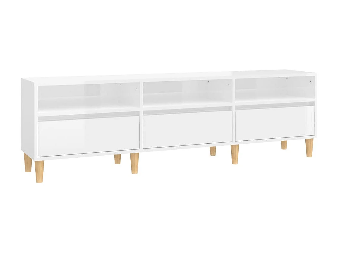 Meuble TV blanc brillant 150x30x44,5 cm bois d'ingénierie