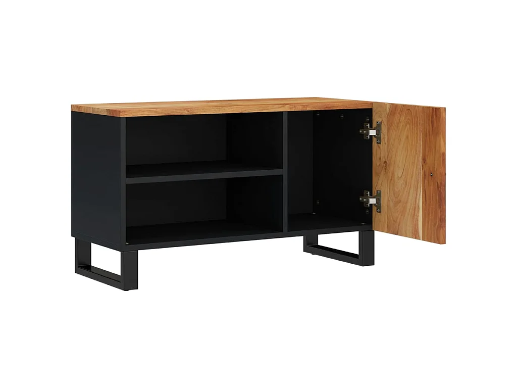 Meuble TV 80x33x46 cm bois d'acacia solide et d'ingénierie