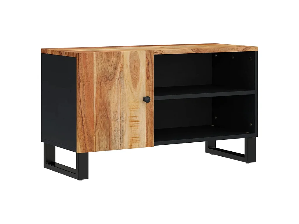 Meuble TV 80x33x46 cm bois d'acacia solide et d'ingénierie