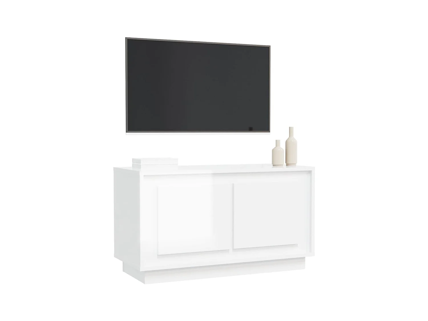 Mobile Porta TV Bianco Lucido 80x35x45 cm in Legno Multistrato