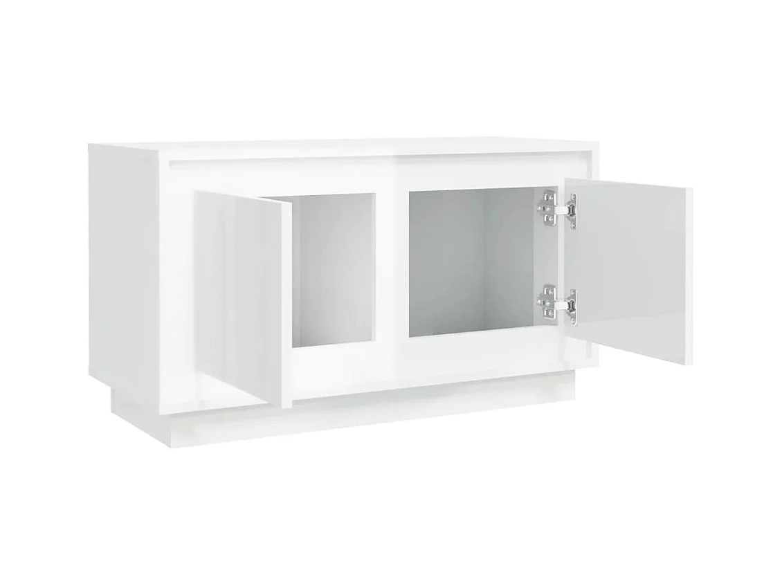 Mobile Porta TV Bianco Lucido 80x35x45 cm in Legno Multistrato