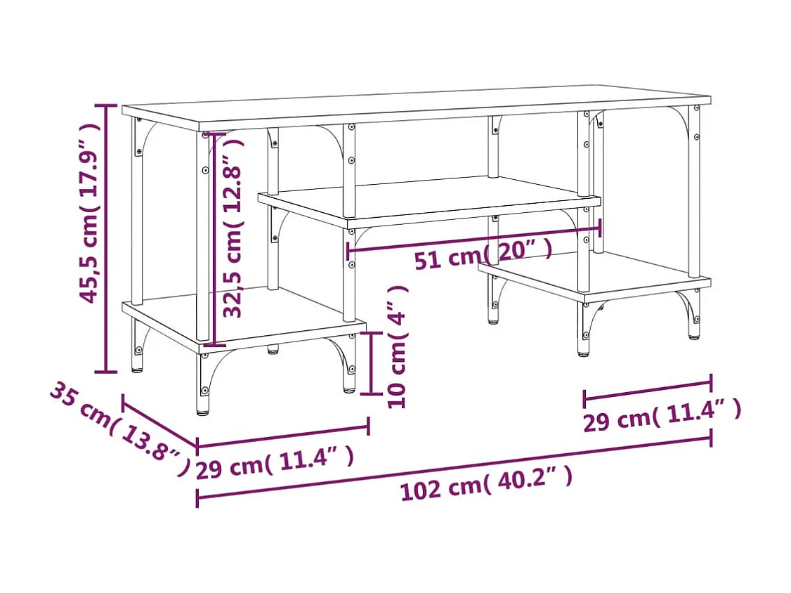 Móvel para TV 102x35x45,5 cm derivados madeira carvalho sonoma