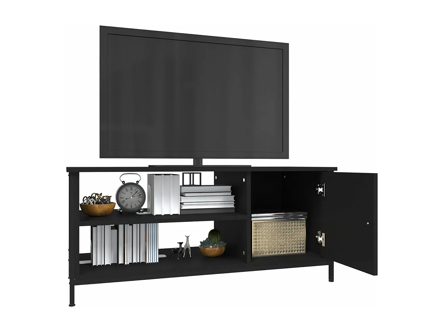 Meuble TV noir 100x40x45 cm bois d'ingénierie