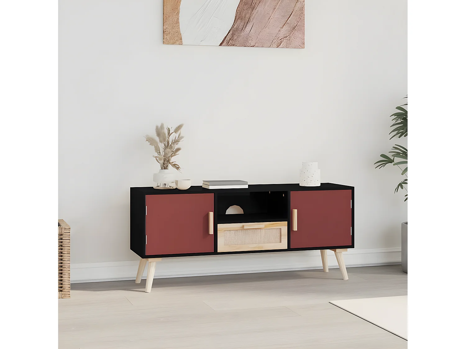 Meuble TV avec portes 105x30x45 cm bois d'ingénierie