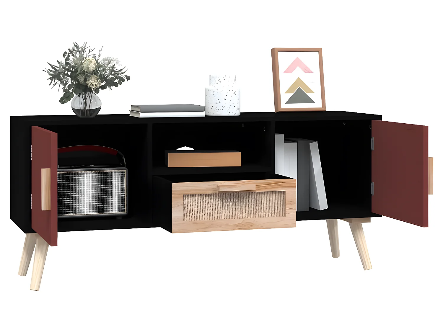 Meuble TV avec portes 105x30x45 cm bois d'ingénierie