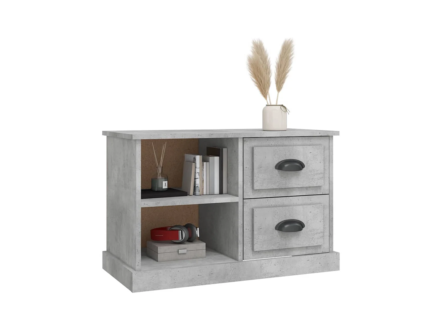 Meuble TV gris béton 73x35,5x47,5 cm bois d'ingénierie