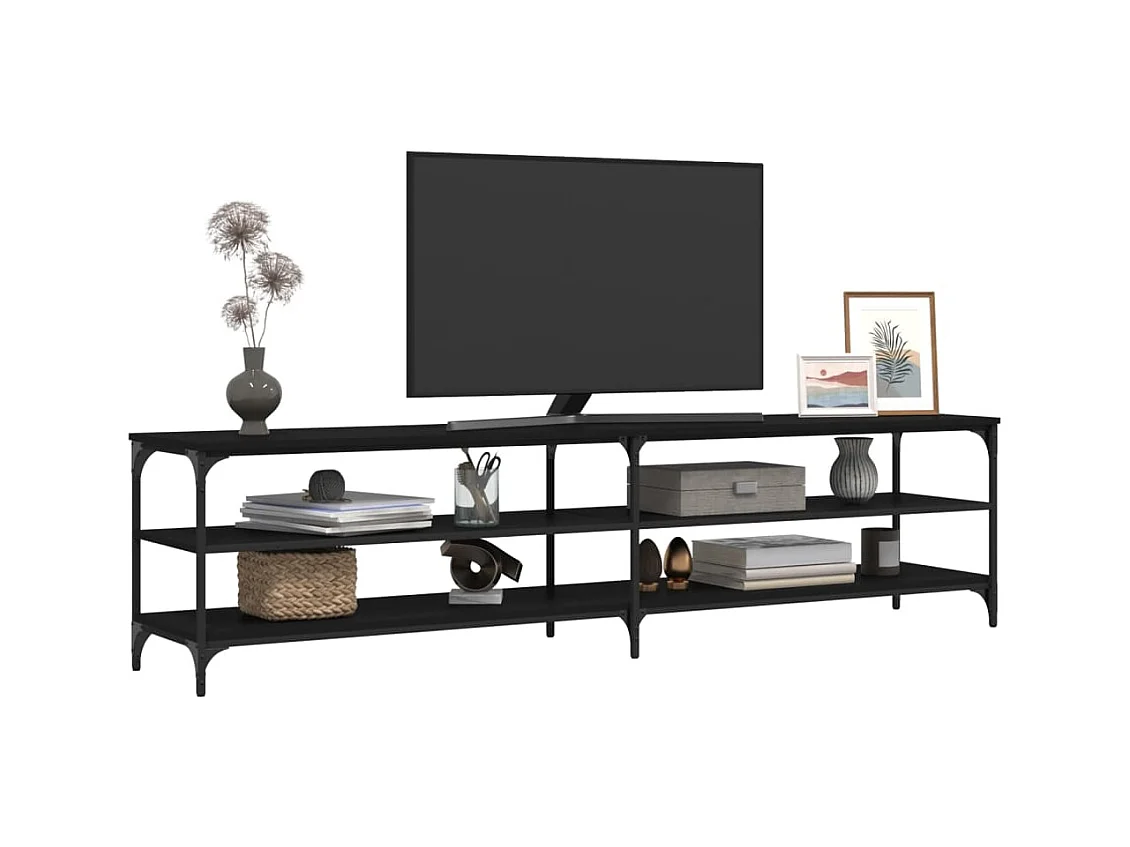 TV-Schrank Schwarz 200x30x50 cm Holzwerkstoff und Metall