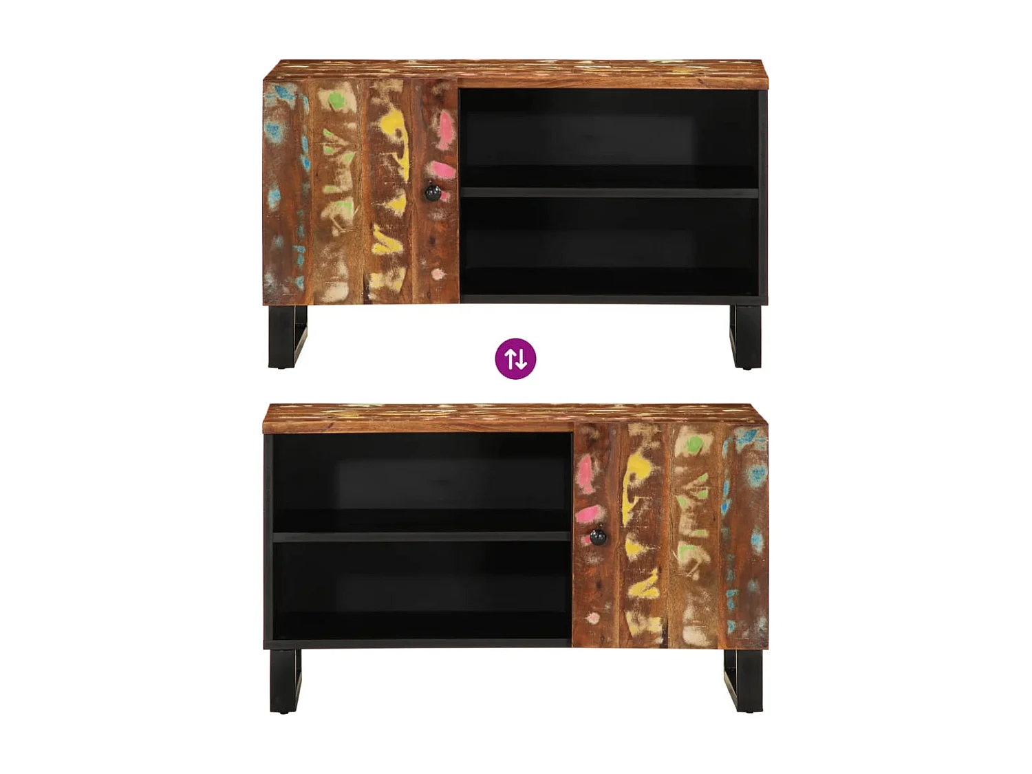 Meuble TV 80x33x46 cm bois de récupération et d'ingénierie