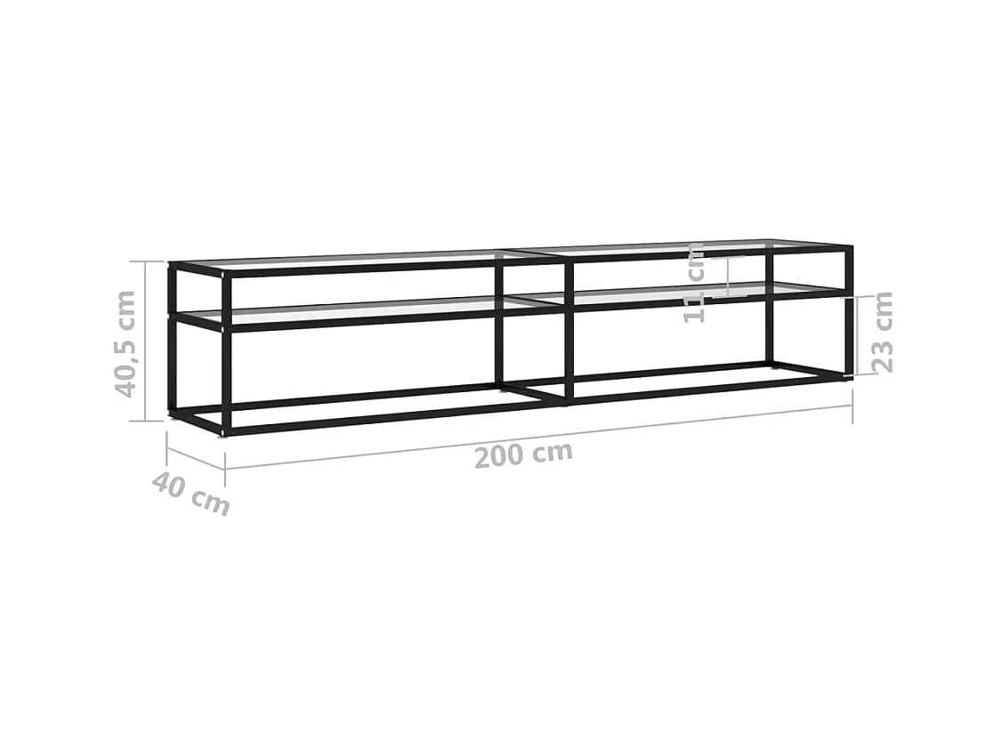 Mueble para TV vidrio templado transparente 200x40x40,5 cm