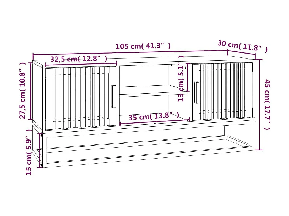 TV-Schrank Schwarz 105x30x45 cm Holzwerkstoff und Eisen